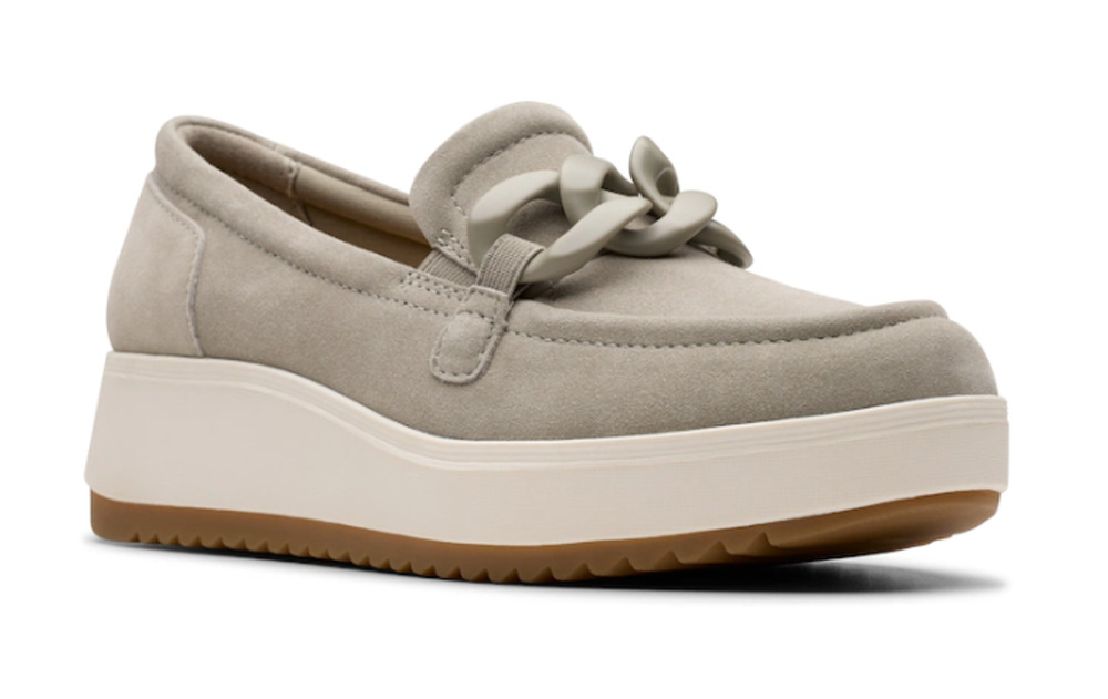 Clarks Zylah May Shoes Women's Size 7.5 Gray Suede Platform Loafers New Box